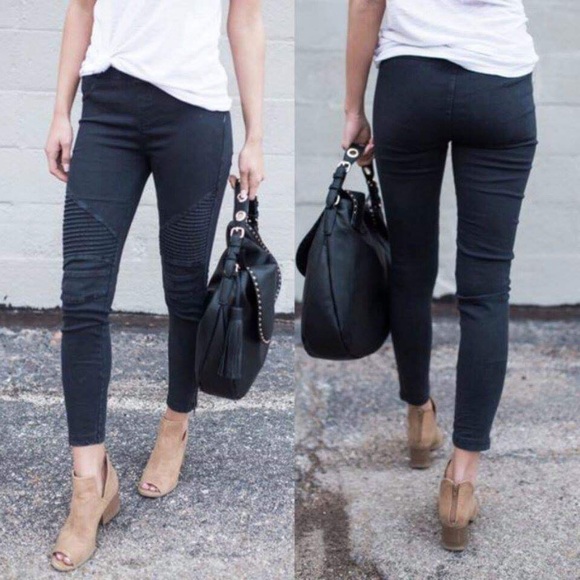 Black Stretchy Biker Pants - Picture 5 of 5